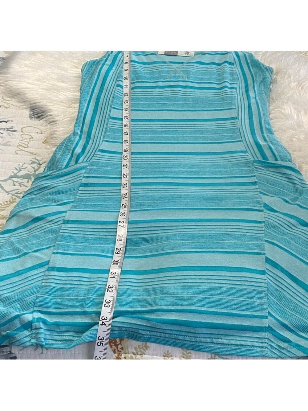 Athleta Light Blue Striped Dress/or swimsuit cover - Picture 10 of 10